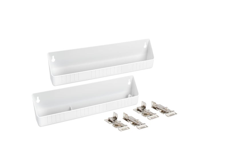 Rev-A-Shelf 14" Tip-Out Plastic Sink Trays for Kitchen and Bathroom Base Cabinet, Pull Out Vanity Shelf Home Organizer, White, 6572-14-11-52 - Image 1